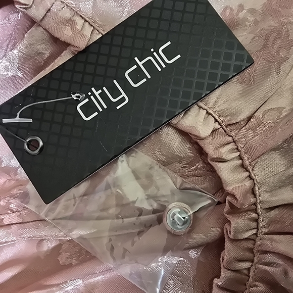 CITY‎ CHIC ophelia Tea Rose Pleated Satin Floral Elegant Blouse XXL Pink - Picture 15 of 16